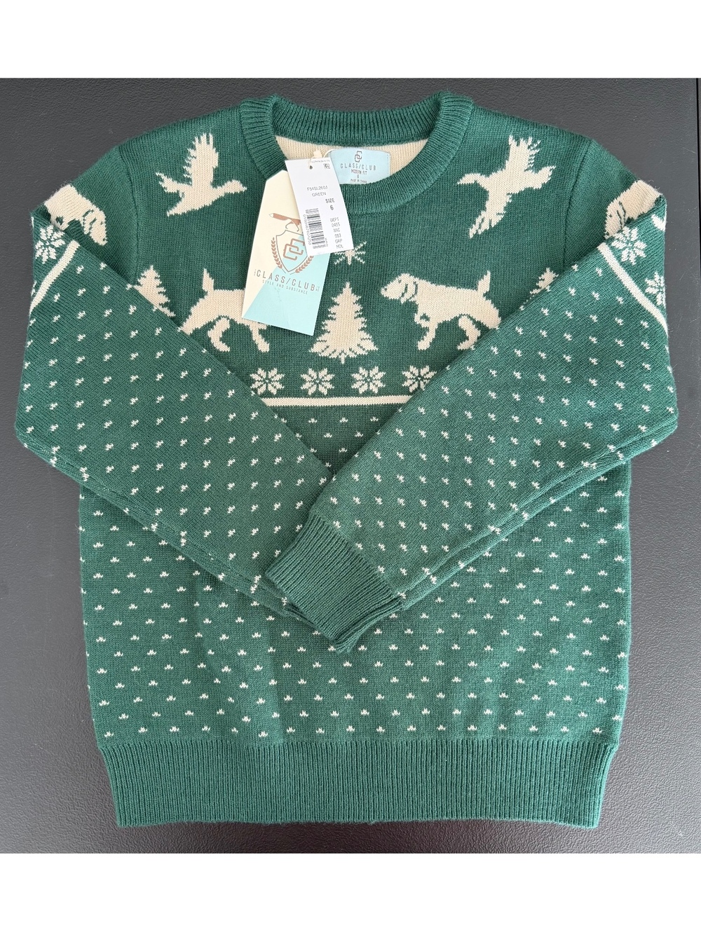 Class Club Green Holiday Sweater Boys Size 6